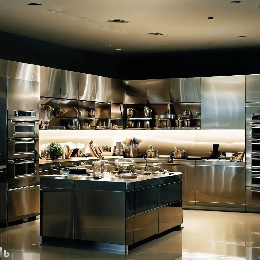 Modern beige kitchen design in a residential apartment
